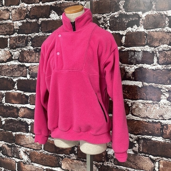 Marmot Fleece Sweatshirt Jacket Pullover Side Zipper Pink Size 10 - Picture 5 of 9